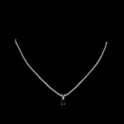 Angara sapphire pendant necklace for V-neck wedding dress