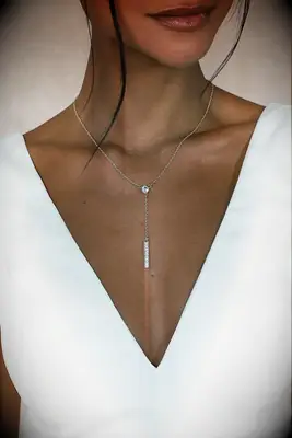 Gold rhinestone drop necklace