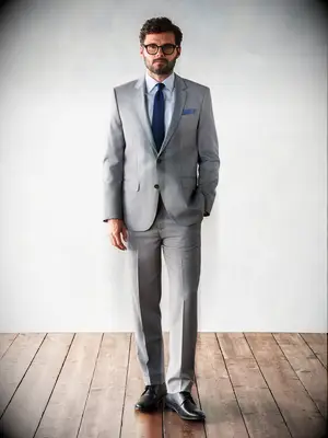 The Black Tux grey suit semi-formal wedding attire