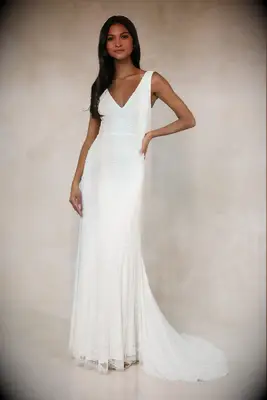 White beaded sequin bridal maxi dress from Lulus