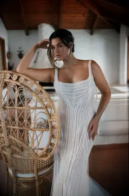 Beaded flapper-style dress by Dana Harel. 