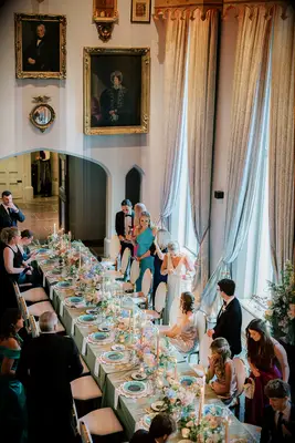 Guests wearing castle wedding attire