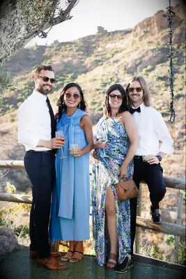 Guests wearing vineyard wedding attire
