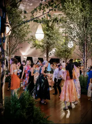 Guests in semi-formal and dressy casual attire