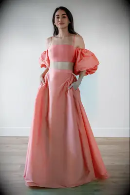 Watters two-piece peach dress