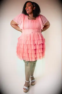 Ivy City Co. ruffled peach mini dress