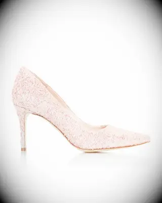 Sparkly Peach closed toed heels