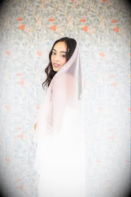 Wayfarer Bride peach wedding veil