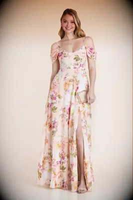 Birdy Grey floral peach convertible bridesmaid dress