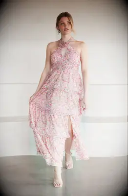 ASTR The Label pink floral Bridgerton-themed bridal shower