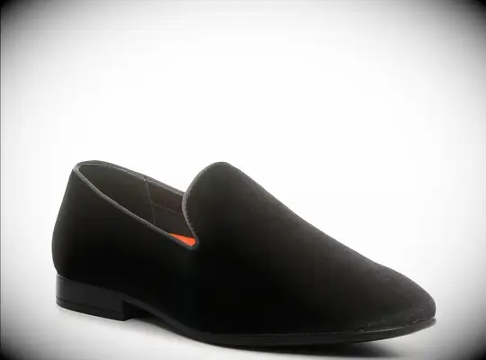 DSW black velvet loafer for beach wedding