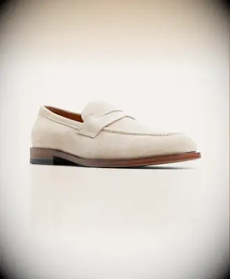 Brooks Brothers suede cream loafers