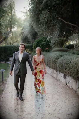 Couple walking together in a park