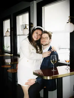 Happy couple hugging each other