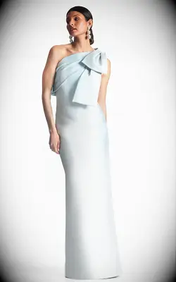 Sachin & Babi blue one-shoulder wedding dress for second wedding