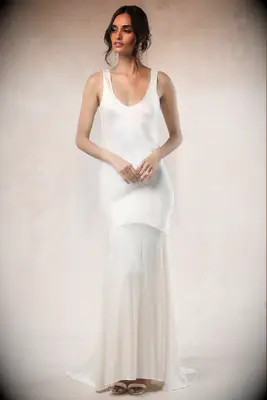 Lulus champagne satin maxi wedding dress for second wedding