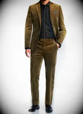 Brown cord corduroy fall groom wedding suit