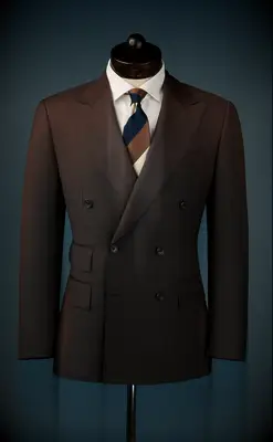 Brown double breast suit jacket for groom