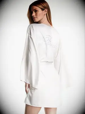 Embellished satin robe