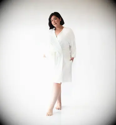 Knit bamboo short robe