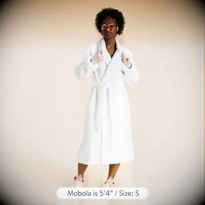 Long white plush robe