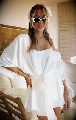 Silk white bridal robe