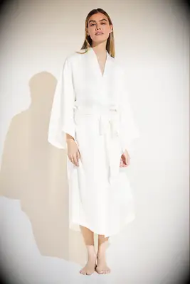 Long white bridal robe
