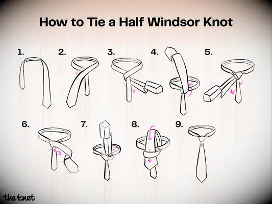 How to tie a half windsor knot step by step guide graphic