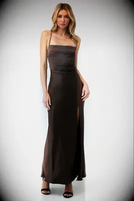 FashionPass brown maxi wedding guest dress rental