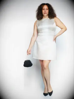 White silk mini dress. 