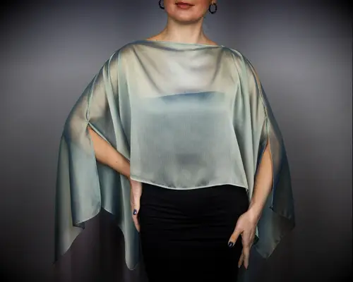 Sheer capelet for wedding guest to wear over dress