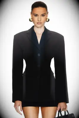 Tailored blazer for wedding guest to wear over dress