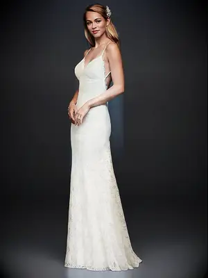 Sheath lace dress with spaghetti straps