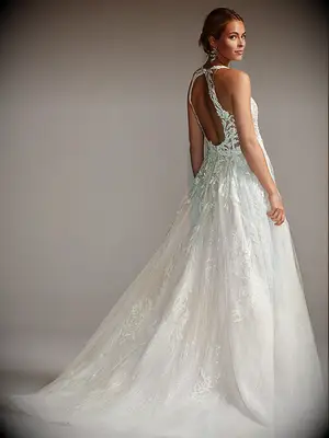 Keyhole back and crystal beading with full tulle skirt