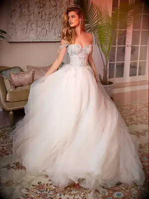 Galia Lahav strapless blush pink wedding gown