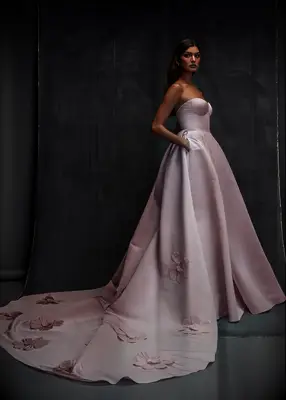 Nadia Manjarrez strapless blush pink wedding dress