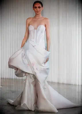 Ines Di Santo corset bodice blush pink wedding dress