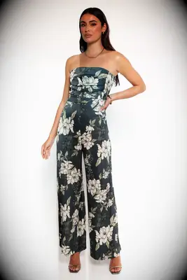 Floral strapless jumpsuit