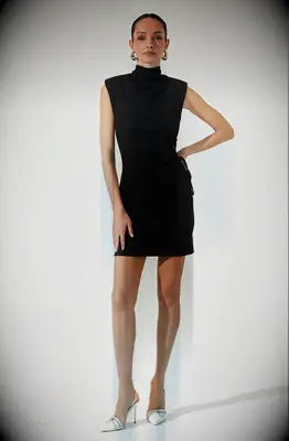 Black high neck dress