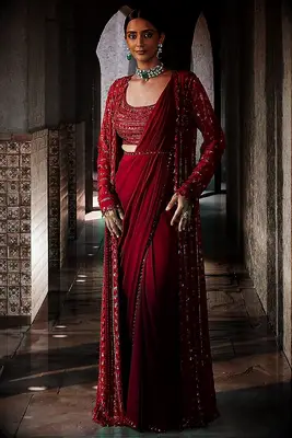 Nidhika Shekhar red saree wedding set