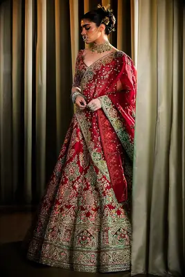 Pallavi silk red and gold lehenga set