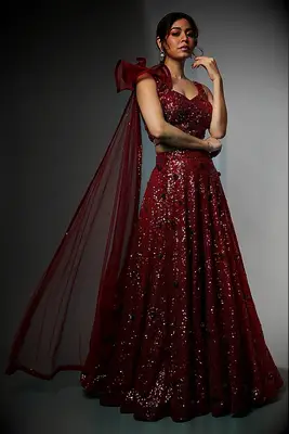 Archana Kochhar red wedding lehenga set