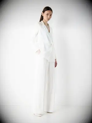 Loose fitting white pantsuit for weddings