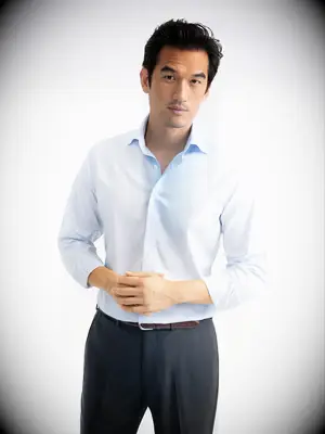 Blue shirt for summer wedding guest