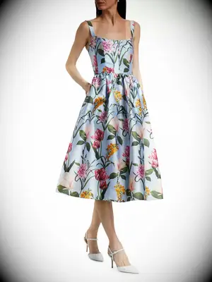 Floral satin midi dress