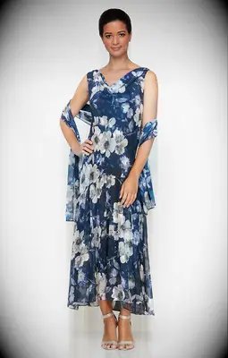 Sleeveless floral cowl neck dress