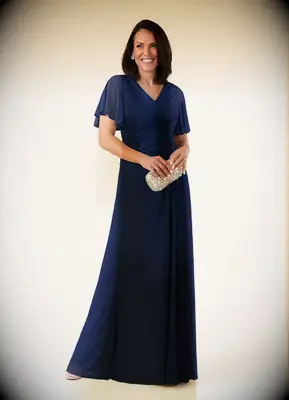 Long navy wedding guest dress
