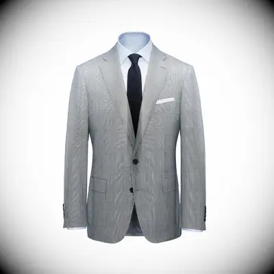 Gray suit jacket with light blue dress shirt