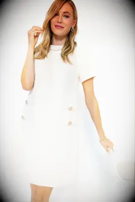 White tweed wedding dress for older brides from Tuckernuck