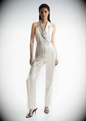 Reiss champagne sleeveless tuxedo women